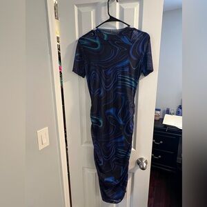 Elegant Blue Swirl Dress